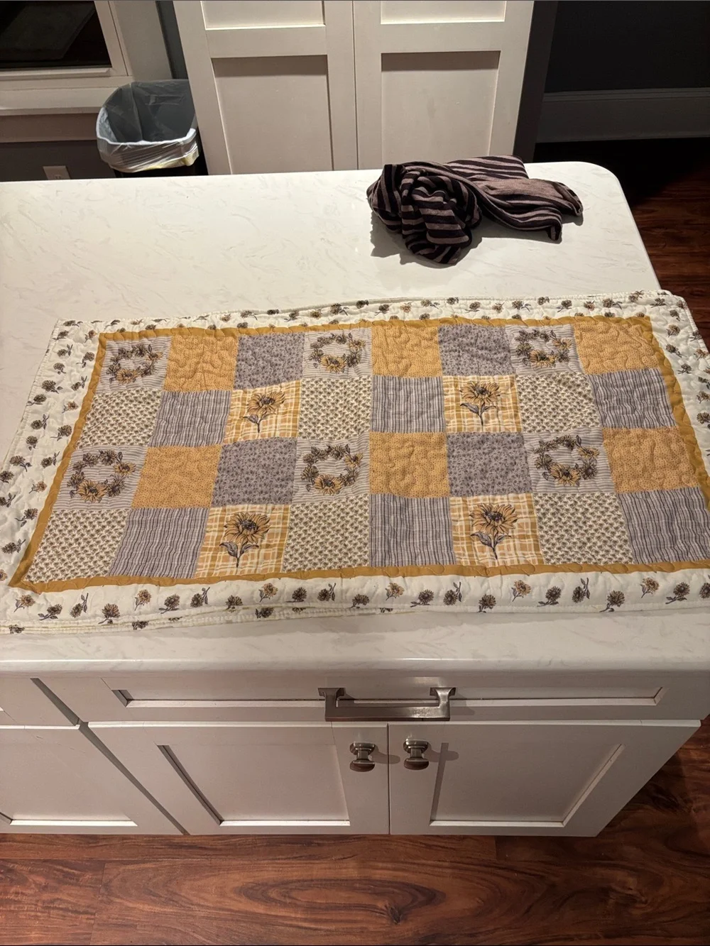Floral Patchwork Quilted Sunflower King Shams - Yellow and Gray